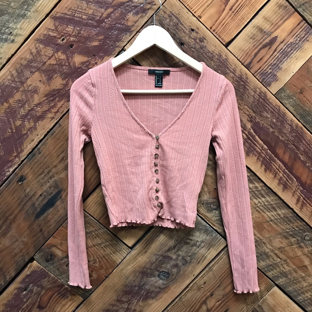 Forever 21 Knit V-Neck Button Down